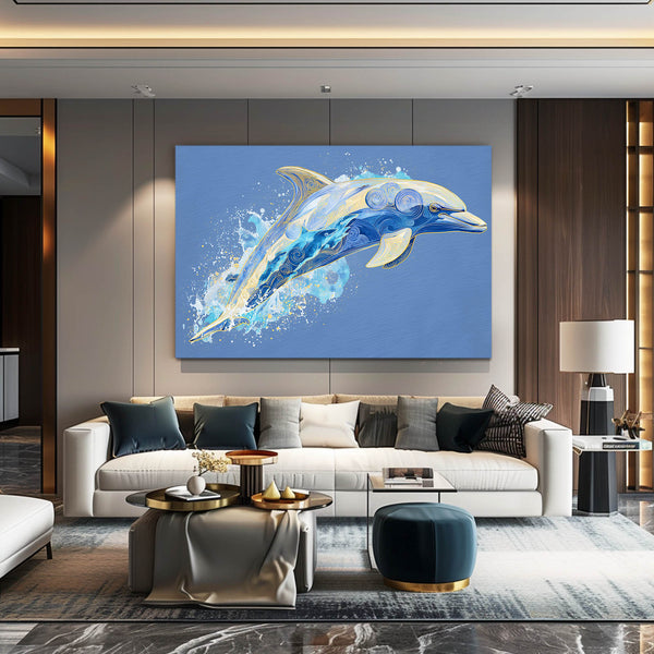 Space Blue Dolphin Art