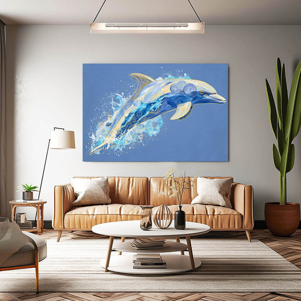 Space Blue Dolphin Art