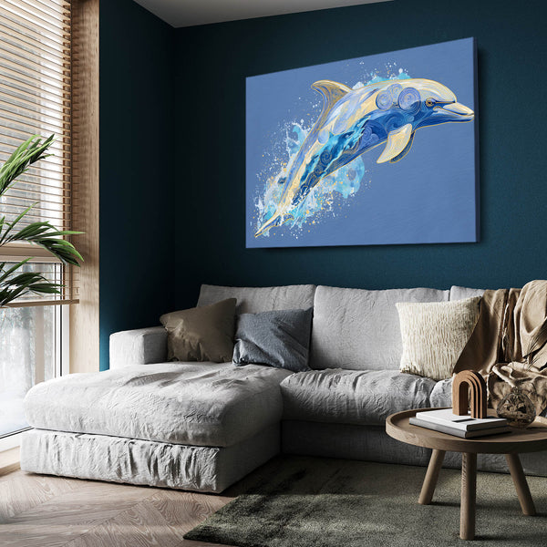 Space Blue Dolphin Art