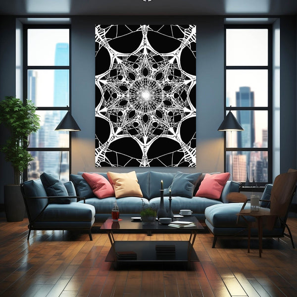 Spiderweb Symmetry Black and White Abstract Art | MusaArtGallery™