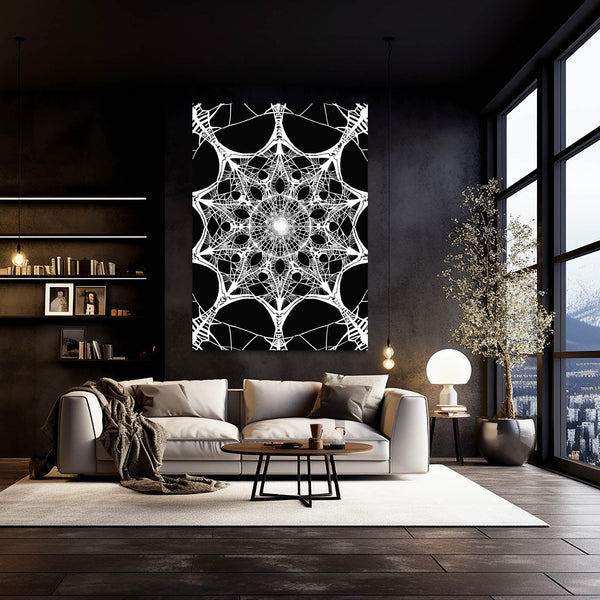 Spiderweb Symmetry Black and White Abstract Art | MusaArtGallery™