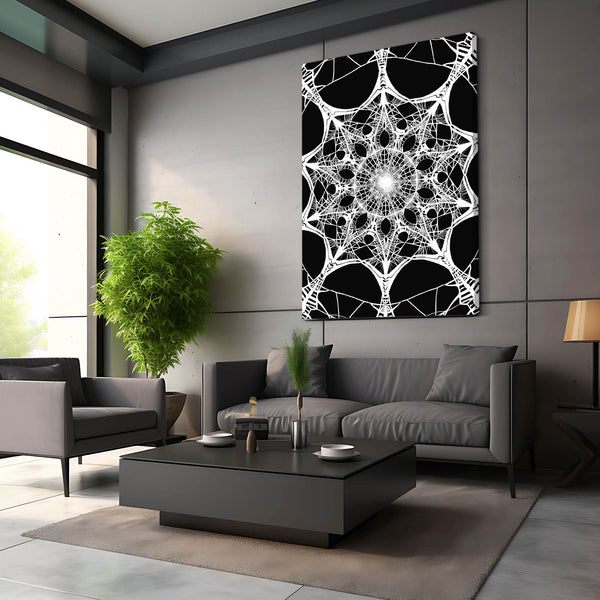 Spiderweb Symmetry Black and White Abstract Art | MusaArtGallery™