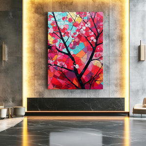 Stained Glass Cherry Blossom Tree Art
