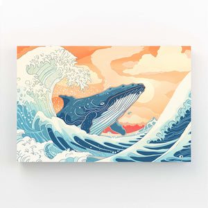 Sunrise Wave Whale Art | MusaArtGallery™