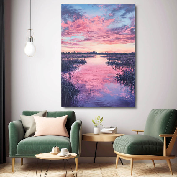 Sunset Reflection Pink Abstract Art | MusaArtGallery™