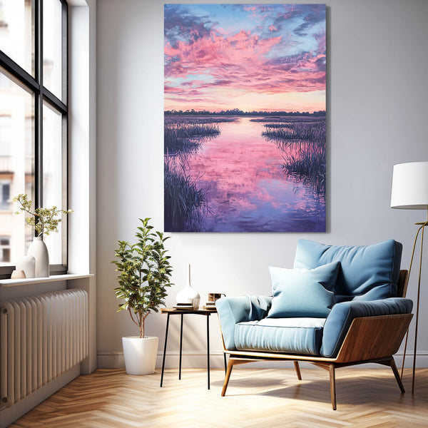 Sunset Reflection Pink Abstract Art | MusaArtGallery™