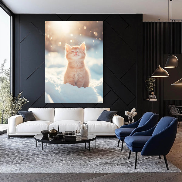 Sunset Snow Cat Wall Art
