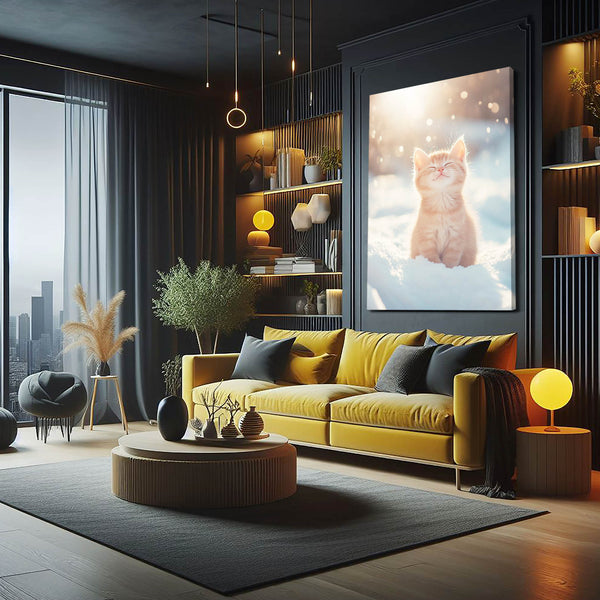 Sunset Snow Cat Wall Art