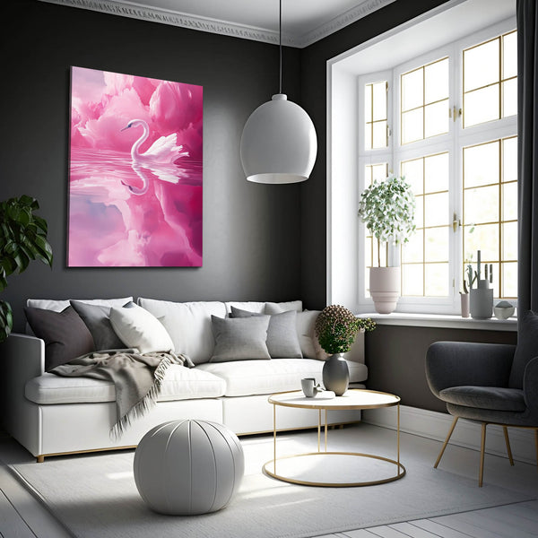 Swan Elegance Pink Abstract Art | MusaArtGallery™