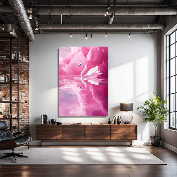 Swan Elegance Pink Abstract Art | MusaArtGallery™