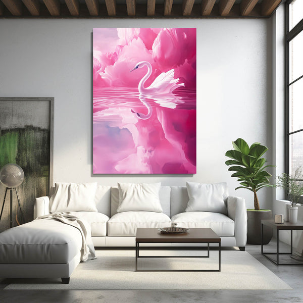 Swan Elegance Pink Abstract Art | MusaArtGallery™