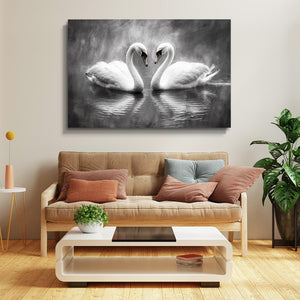 Swan Reflection Art Black and White | MusaArtGallery™