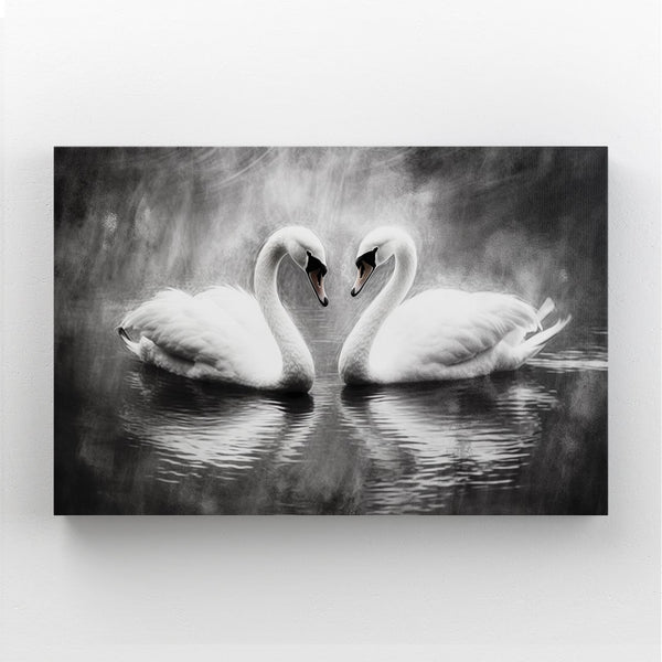 Swan Reflection Art Black and White | MusaArtGallery™