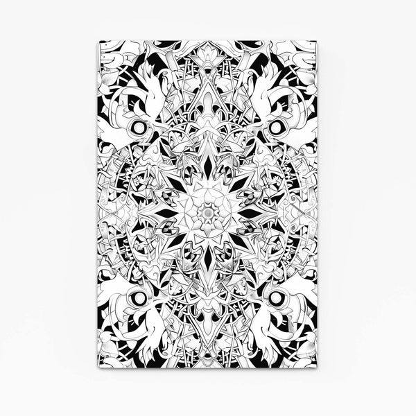 Symmetric Bloom Black and White Abstract Art | MusaArtGallery™