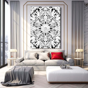 Symmetric Bloom Black and White Abstract Art | MusaArtGallery™