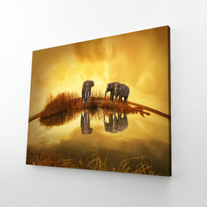 Tai Elephant Sunset Art | MusaArtGallery™