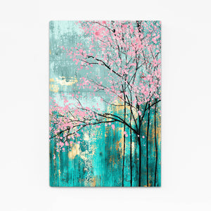 Teal Cherry Blossom Trees Art