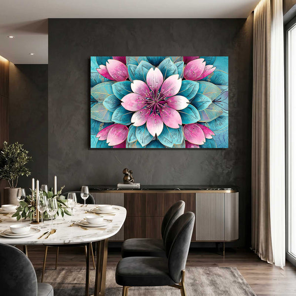 Teal Floral Cherry Blossom Wall Art
