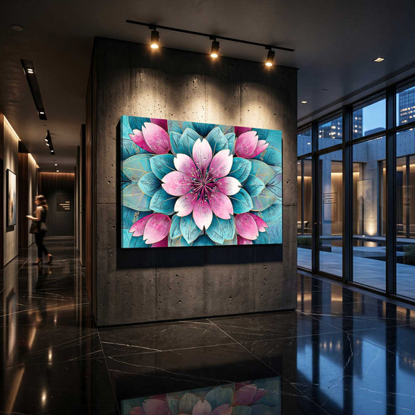 Teal Floral Cherry Blossom Wall Art