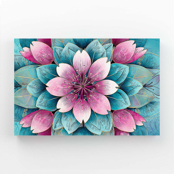 Teal Floral Cherry Blossom Wall Art