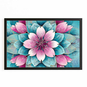 Teal Floral Cherry Blossom Wall Art