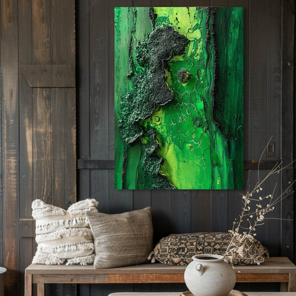 Textured Depth Green Abstract Art | MusaArtGallery™