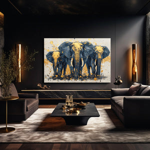 Three Black Elephants Wall Art | MusaArtGallery™
