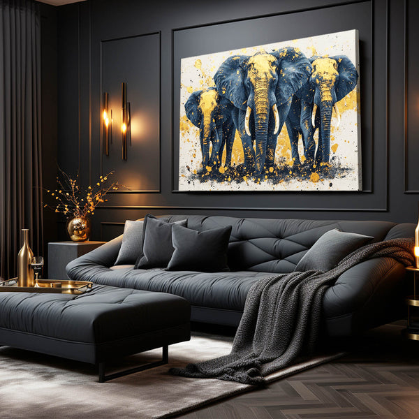 Three Black Elephants Wall Art | MusaArtGallery™