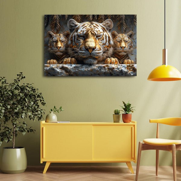 Three Face Tiger Wall Art  | MusaArtGallery™