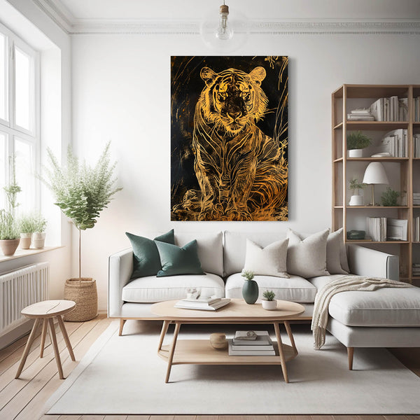 Black and Gold Tiger Wall Art| MusaArtGallery™