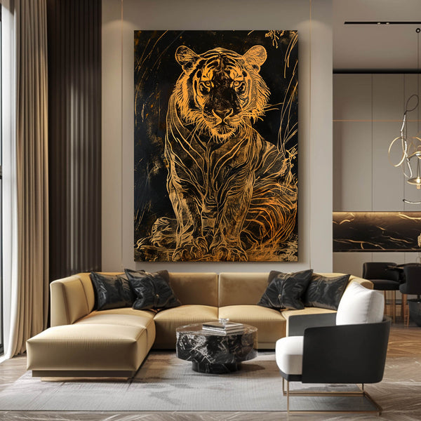 Black and Gold Tiger Wall Art| MusaArtGallery™