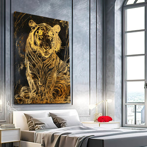 Black and Gold Tiger Wall Art| MusaArtGallery™