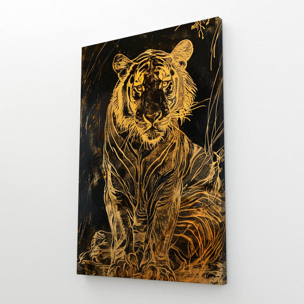 Black and Gold Tiger Wall Art| MusaArtGallery™