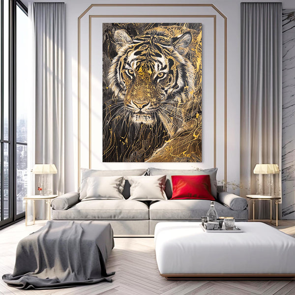 Tiger Print Gold Art | MusaArtGallery™