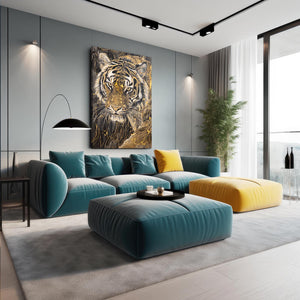 Tiger Print Gold Art | MusaArtGallery™