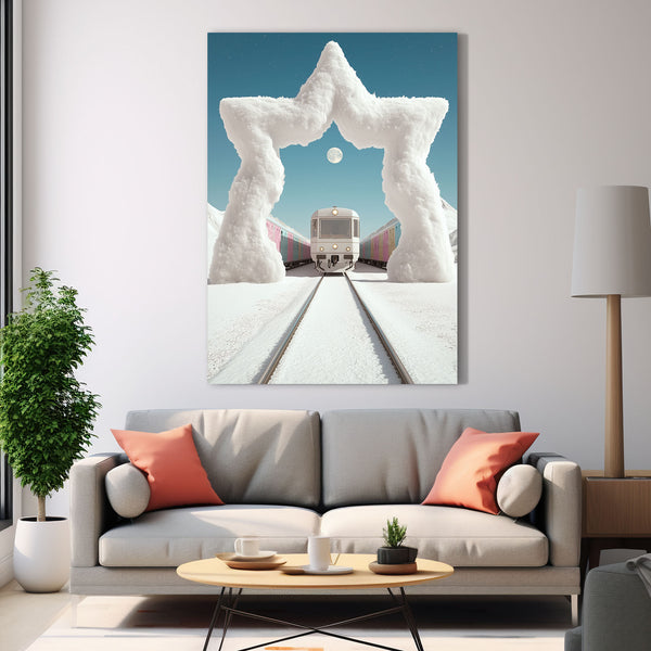 Train Mountain Wall Art