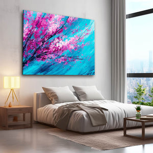 Turquoise Abstract Cherry Blossom Wall Art