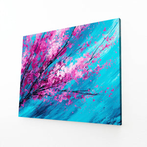 Turquoise Abstract Cherry Blossom Wall Art