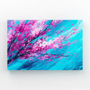 Turquoise Abstract Cherry Blossom Wall Art