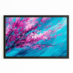 Turquoise Abstract Cherry Blossom Wall Art