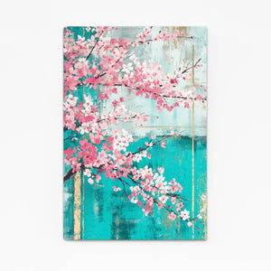 Turquoise Cherry Blossom Landscape Art