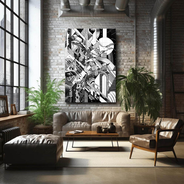 Urban Labyrinth Black and White Abstract Art | MusaArtGallery™