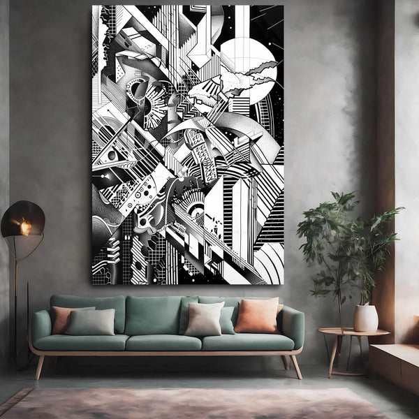 Urban Labyrinth Black and White Abstract Art | MusaArtGallery™