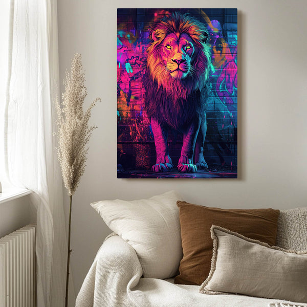 Urban Neon Lion Wall Art | MusaArtGallery™