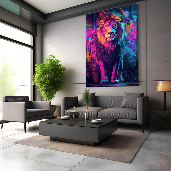 Urban Neon Lion Wall Art | MusaArtGallery™