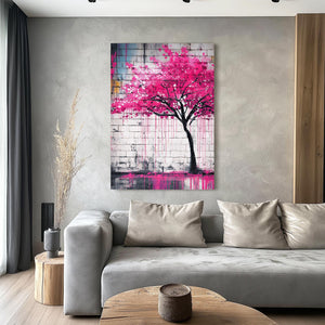 Urban Pink Cherry Blossom Tree Wall Art