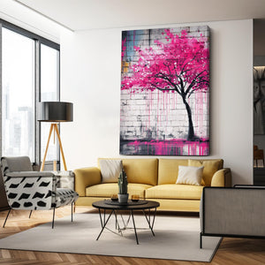Urban Pink Cherry Blossom Tree Wall Art