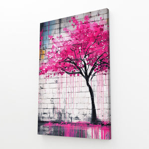 Urban Pink Cherry Blossom Tree Wall Art