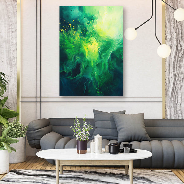 Verdant Burst Green Abstract Art | MusaArtGallery™