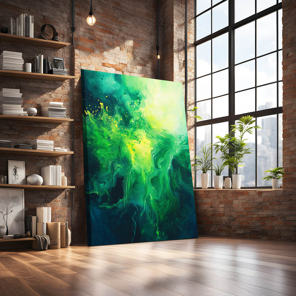 Verdant Burst Green Abstract Art | MusaArtGallery™